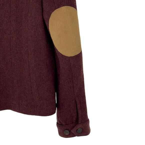 Purdey‎ Gun & Rifle Makers Drummond Suede-Trimmed Cashmere Blazer Merlot Women 8 - Picture 11 of 14
